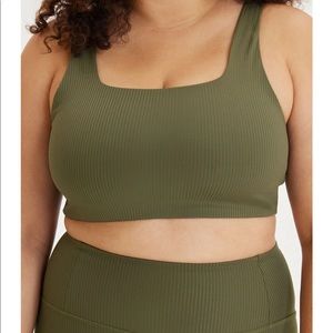 Girlfriend Collective Rust Ribbed Cropped Bra